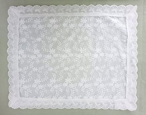 lemonccc 白色純棉刺繡蕾絲杯墊 餐墊