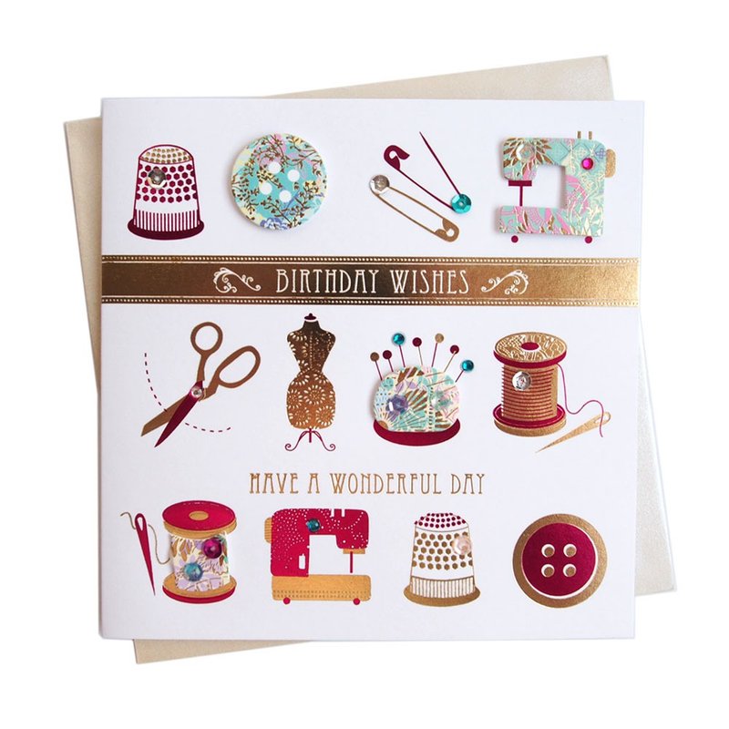 夢想裁縫師的工具【Decoratif TP卡片-生日祝福】 - 卡片/明信片 - 紙 多色