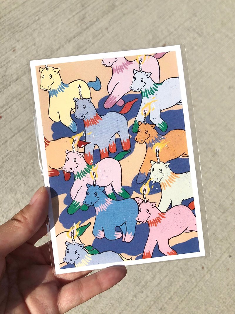 Candle Pony Running to a Better Life | Postcard - Cards & Postcards - Paper Multicolor
