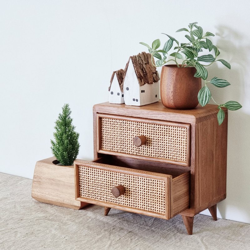 teak chest of drawers High quality woodwork, mini size (2 drawers) - 居家收納/收納盒/儲物盒 - 木頭 咖啡色