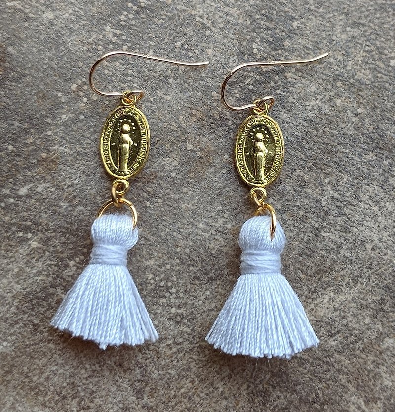 Vintage Religious Charm Tassel Earrings - Earrings & Clip-ons - Other Metals 