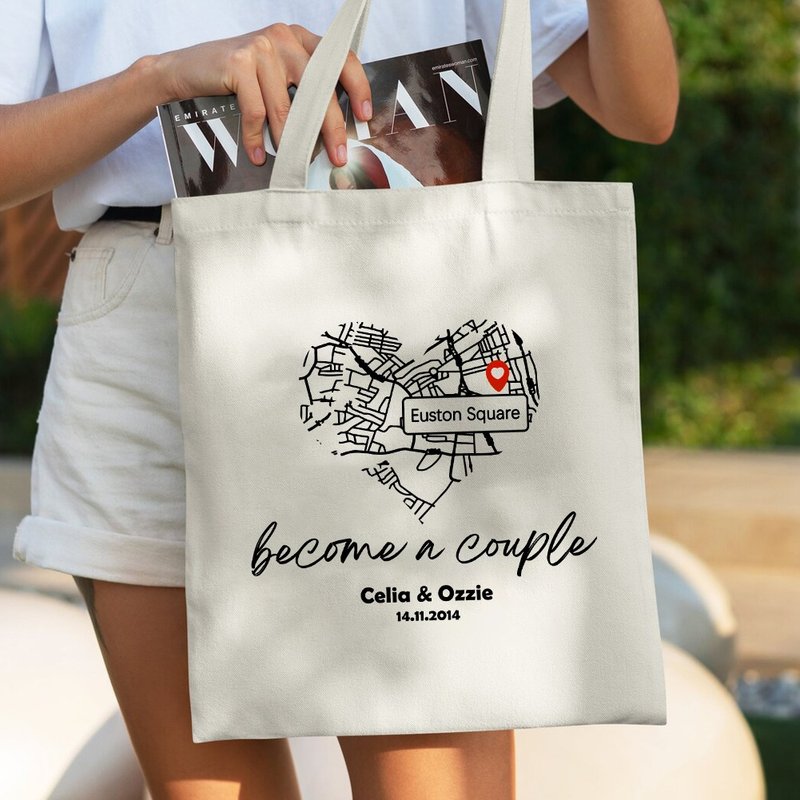 Customized canvas bag diy eco-friendly portable canvas bag couple gift anniversary - กระเป๋าถือ - ผ้าฝ้าย/ผ้าลินิน 