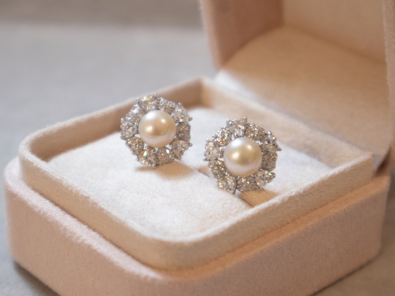 925 sterling silver natural freshwater pearl earrings - ต่างหู - ไข่มุก สีเงิน