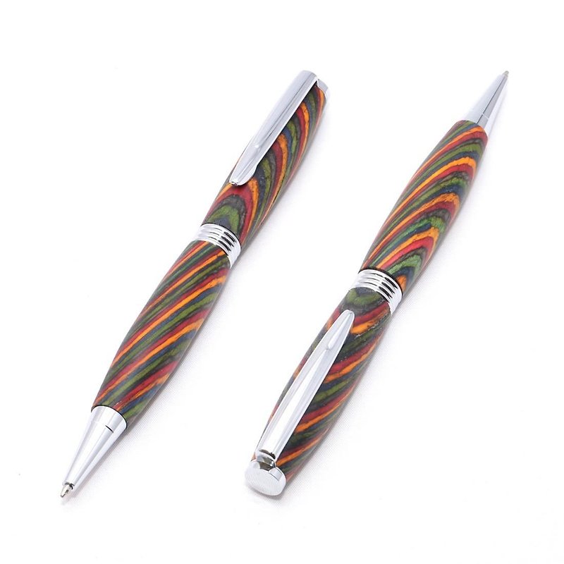 手作りの木製の回転式ボールペン（染めたハードウッドの種類；クロムのメッキ）(TP-C-CGOA) - 筆盒/筆袋 - 木頭 藍色