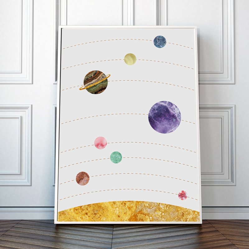 Space Wall Art, Planets of Solar System Art Print for Kids Room White Color - 壁貼/牆壁裝飾 - 紙 