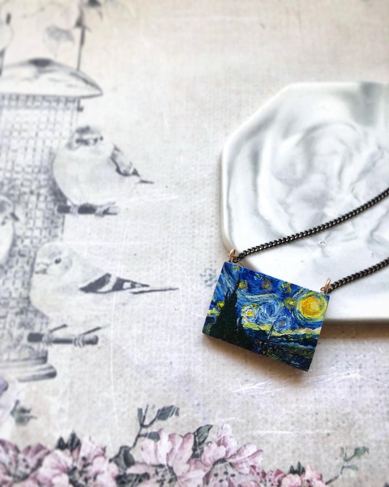 星月夜-ヴィンセントヴァンゴッホ - ネックレス - 木製 多色