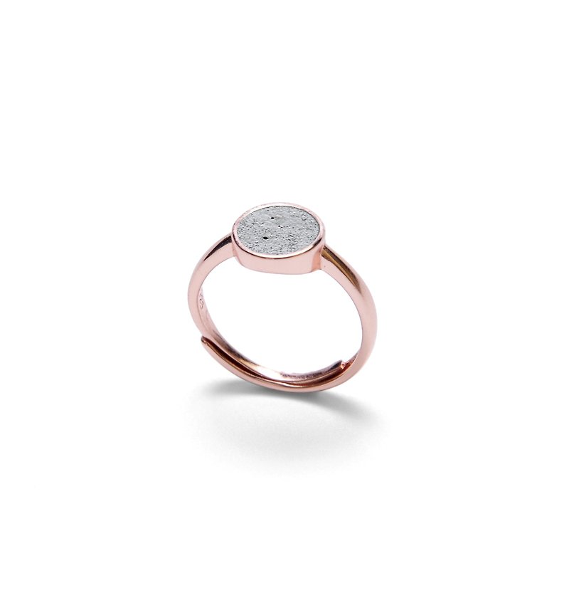 灰水泥圓形銀指環/戒指(銀/玫瑰金) | 幾何系列 - 戒指 - 水泥 灰色