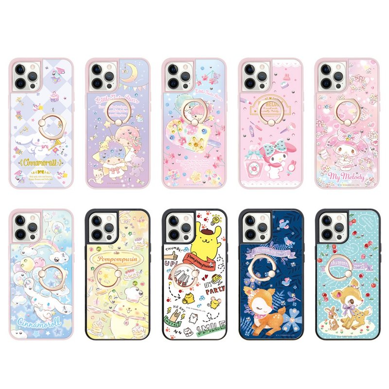 サンリオiPhone12フルシリーズクリスタルカラーダイヤモンド衝撃吸収リングバックル電話ケース-その他の品種01 - スマホケース・カバー - その他の素材 多色