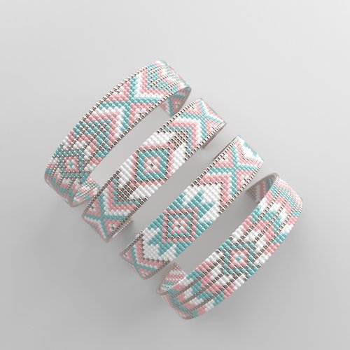 BIJU Loom bracelet pattern, miyuki pattern, parallel stitch pattern,279 串珠手链的图案图案