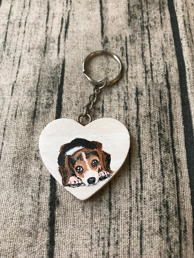 [The last out of print] hand-painted design hair child wooden key ring exchange gift - Keychains - Wood 