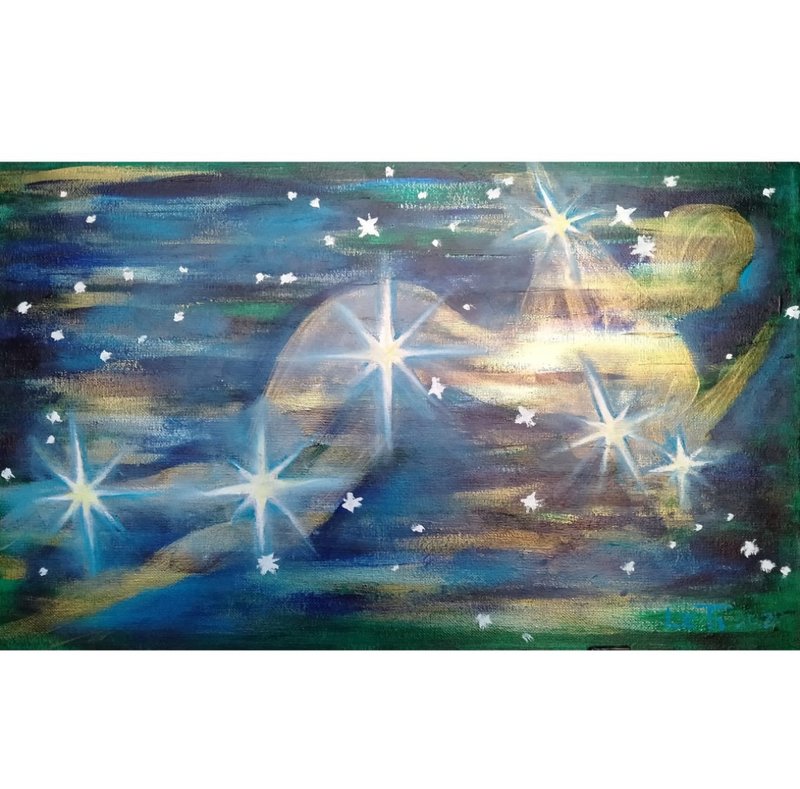 Constellation Cassiopeia Original painting on canvas - 海報/掛畫/掛布 - 紙 多色