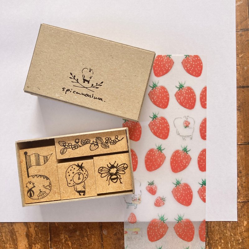 spica's garden/muu-chan's stamp/ strawberry set (number set 5) - ตราปั๊ม/สแตมป์/หมึก - ยาง 