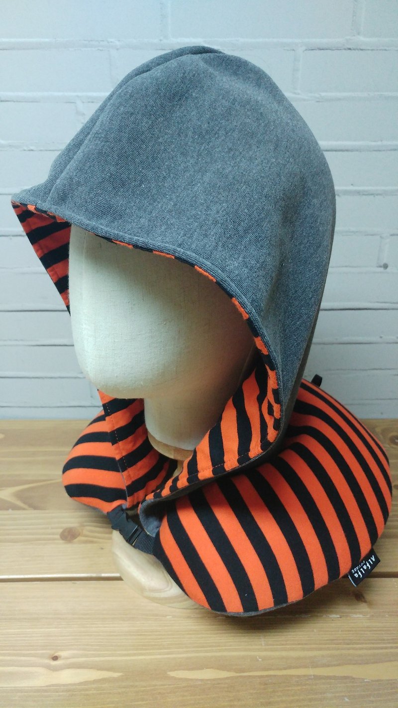Among orange hat black stripes have memory foam neck pillow - Hats & Caps - Cotton & Hemp Orange