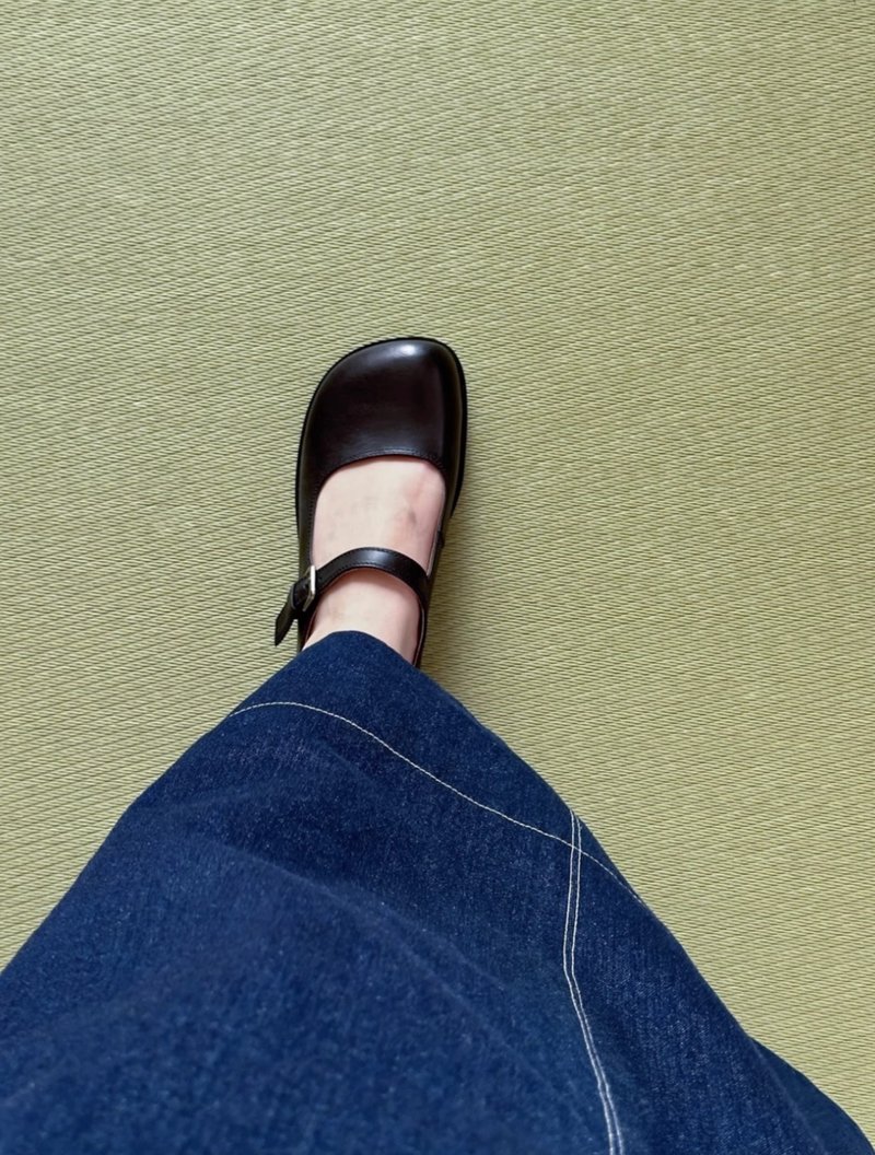 Japanese Cowhide Matte Finish Classic Mary Janes Handmade - Mary Jane Shoes - Genuine Leather Black