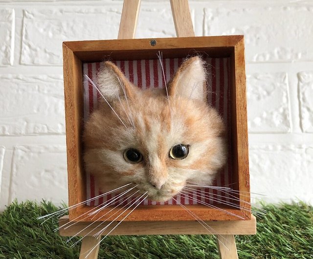 オーダーメイド〜羊毛で作る小さい猫 顔パネル - ショップ Fuwaneko