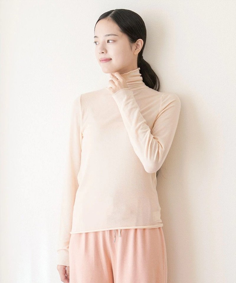 [kiso] Tencel cashmere turtleneck - เสื้อเชิ้ตผู้หญิง - วัสดุอื่นๆ สึชมพู