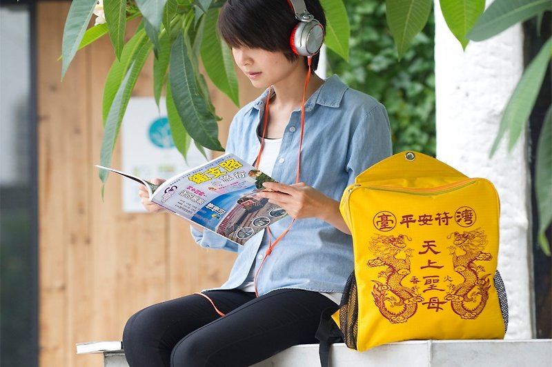 Bless you must BUY good things-[Mother's Peace Guardian-Peace Symbol Canvas Backpack] - กระเป๋าเป้สะพายหลัง - ผ้าฝ้าย/ผ้าลินิน 