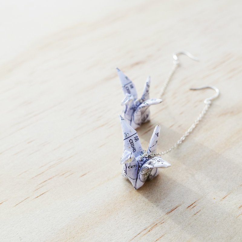 Personalized Origami Crane Dangle Earrings - Earrings & Clip-ons - Paper White