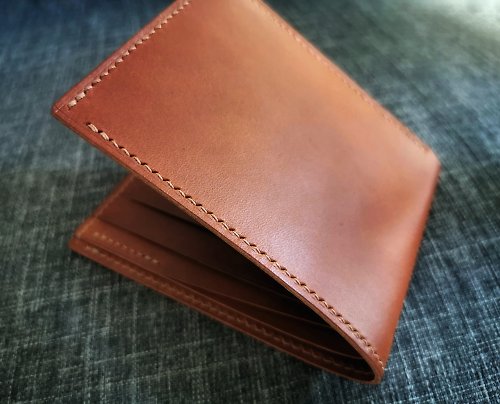 JOY & O-MAN Bi-fold Wallet Men / Short Wallet - Italy Veg Tanned Leather