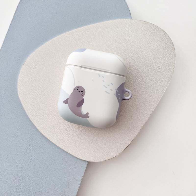 [FITZORY] Zoo Healing Color Block Seal | AirPods Shell - Headphones & Earbuds Storage - Plastic White