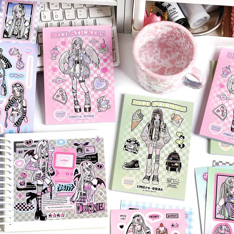 papermore fantasia girl series two-dimensional girl hand account decoration self-adhesive sticker book - สติกเกอร์ - กระดาษ 