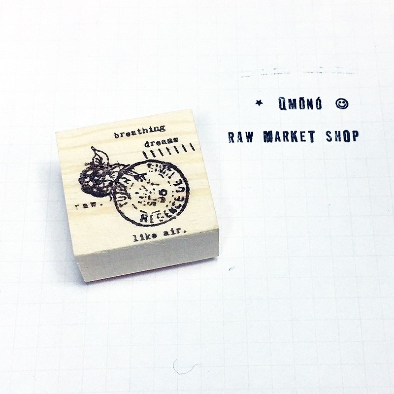 Raw Market Shop Wooden Stamp【Floral Series No.197】 - Stamps & Stamp Pads - Wood Khaki