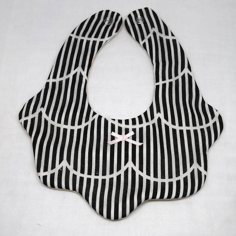 Japanese Handmade 8-layer-gauze Baby Bib - 圍兜/口水巾 - 棉．麻 黑色