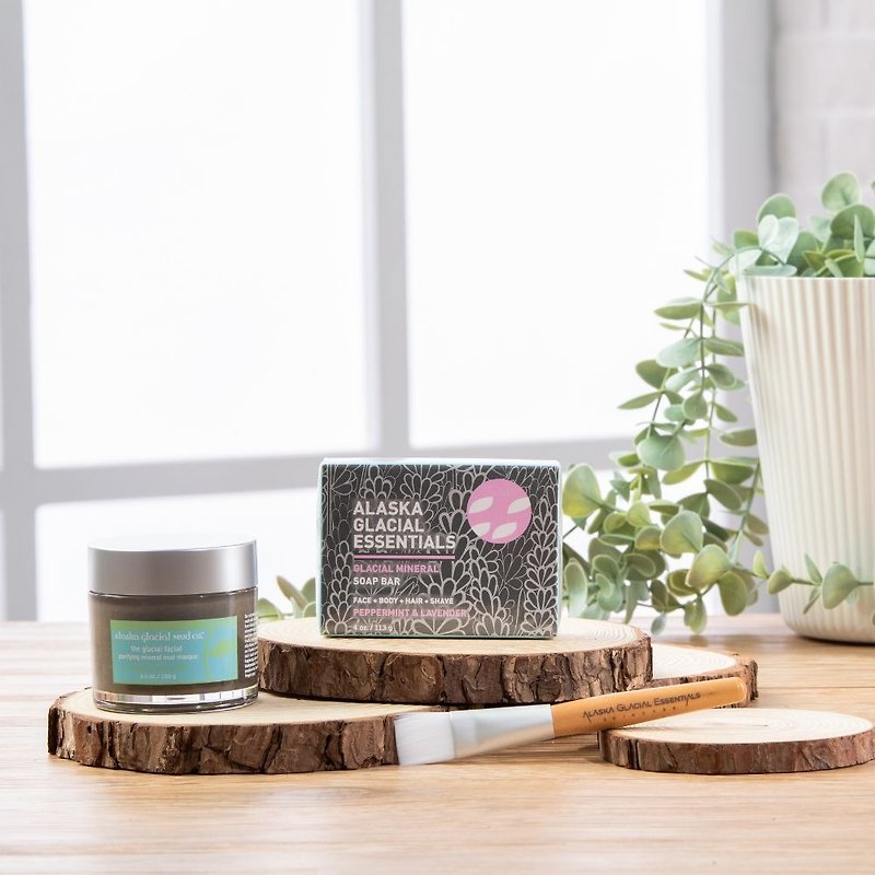 【Glacial Mud Cleaning Pack】Alaska Glacial Mineral Mud Mask + Soap Bar + Brush - Other - Concentrate & Extracts Gray