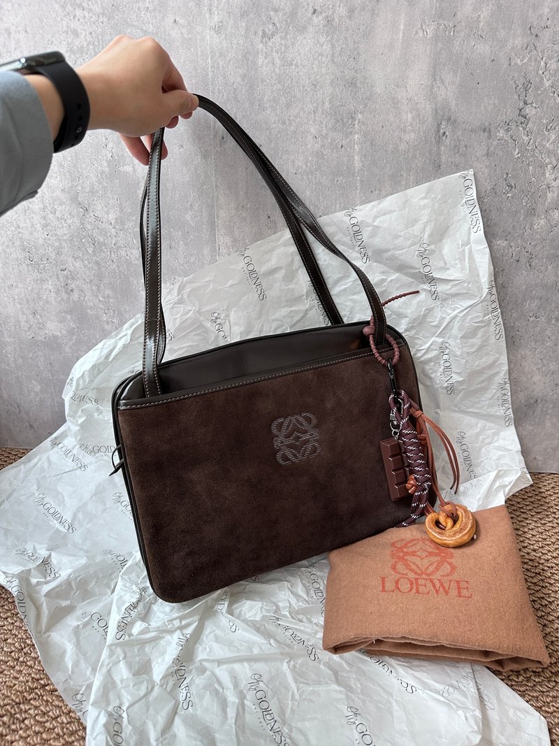 中古包 Loewe 羅威 朱古力Hobo肩背包 - 手提包/手提袋 - 真皮 咖啡色