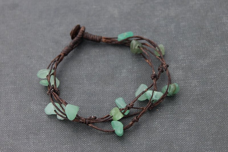 Jade Free Form Simple Strand Bracelets Woven Knot - Bracelets - Paper Green