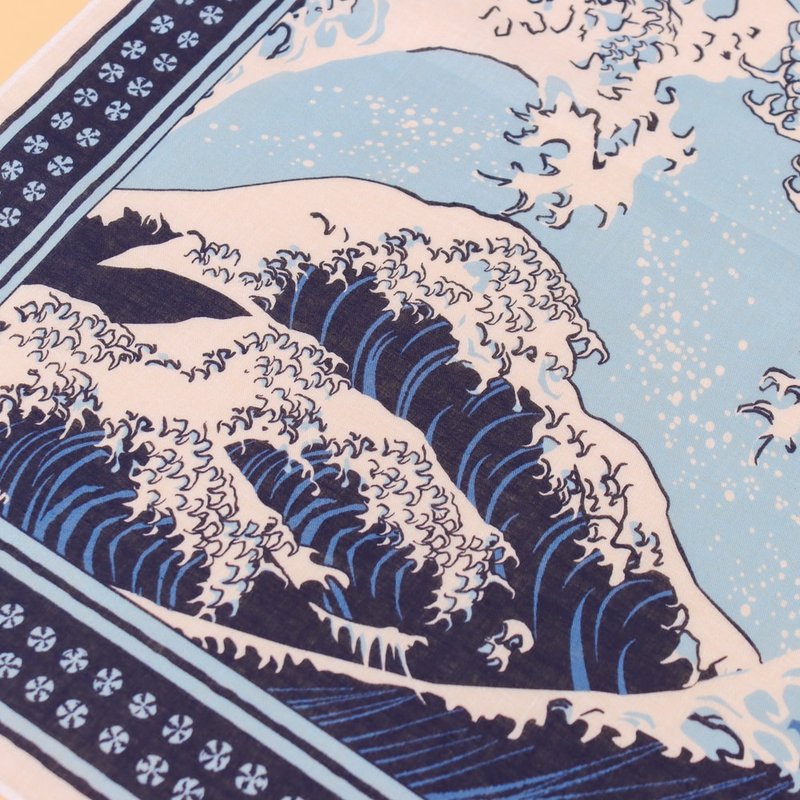 京都手帕-頭巾BANDANA系列-大浪(浪裏) - 手帕 - 棉．麻 
