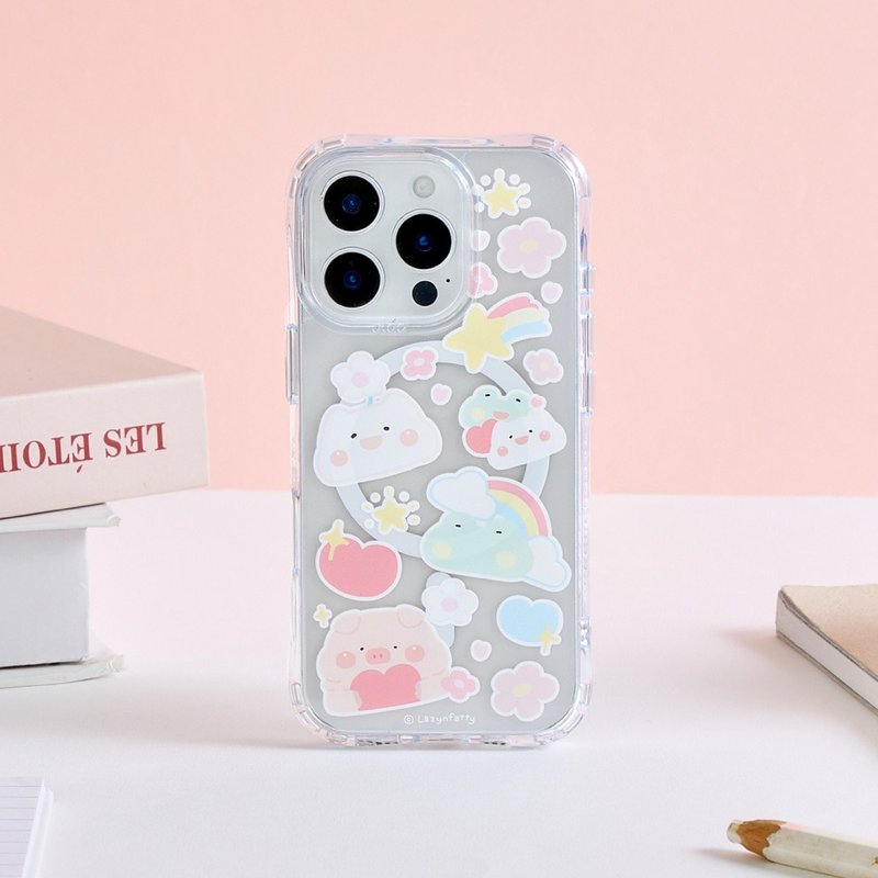 胖才可愛繽紛貼紙抗黃防摔MagSafe iPhone手機殼 - 手機殼/手機套 - 塑膠 透明