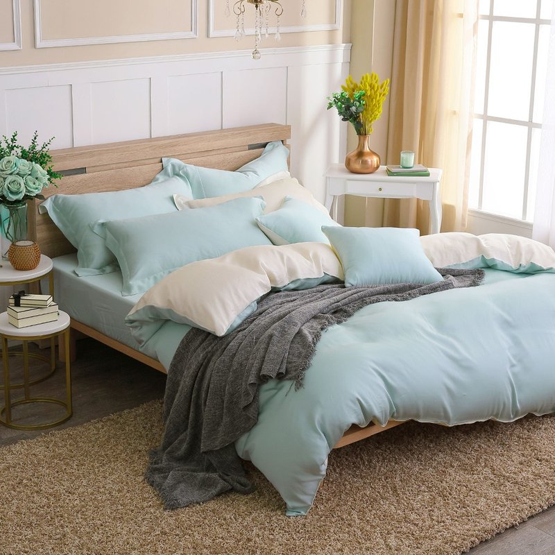 Hongyu 300 weave tencel thin quilt cover bed bag set the best Rilke (double/large/extra large) - เครื่องนอน - วัสดุอื่นๆ สีเขียว