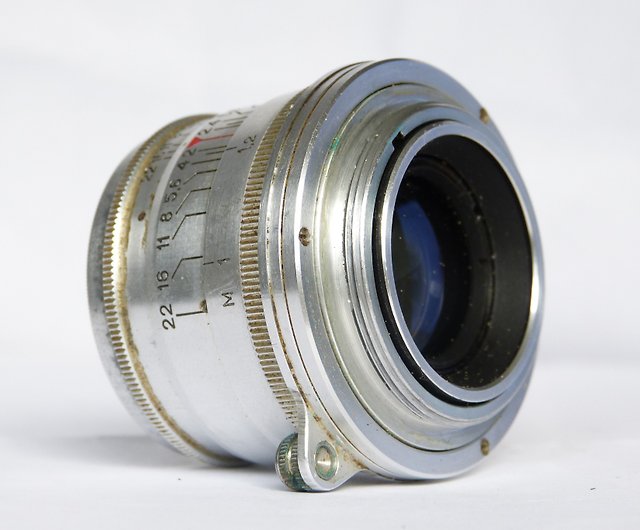 Jupiter-8 2/50 red P silver lens for rangefinder camera M39 LSM 