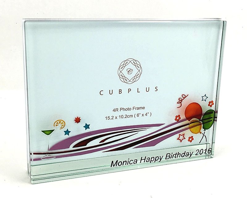 4R Crystal Glass Frame - Balloon(including casting & coloring names & date) - Picture Frames - Glass Multicolor