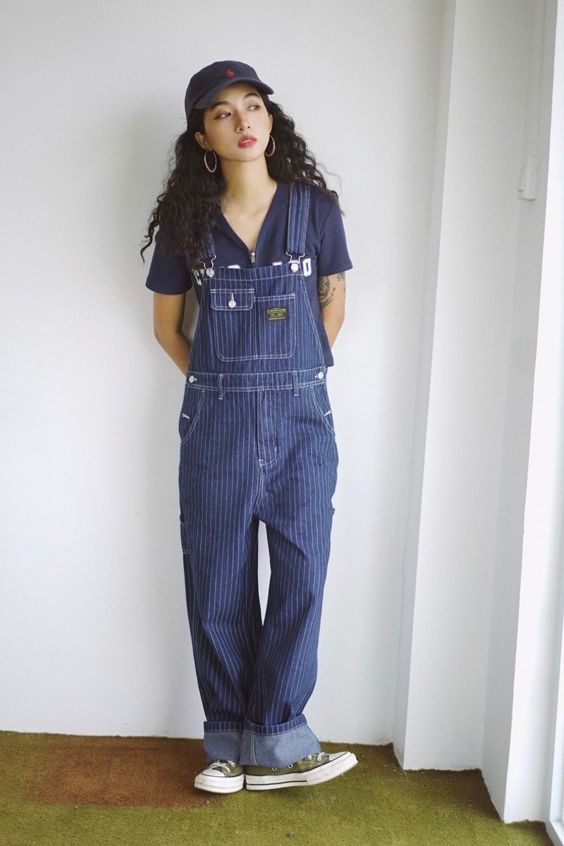 Coolstore | American retro bf style denim strap pants striped washed unisex work - Overalls & Jumpsuits - Other Materials Blue