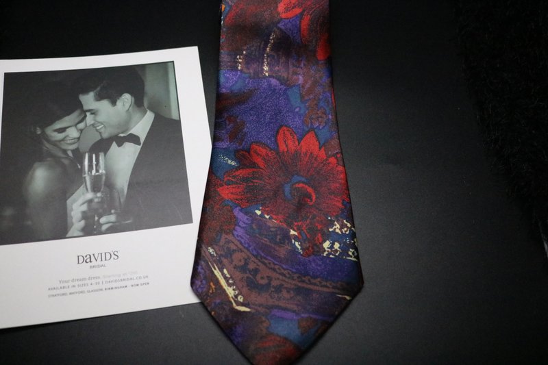 紫紅色復古花卉領帶/真絲潮人necktie - 領帶/領帶夾 - 絲．絹 多色