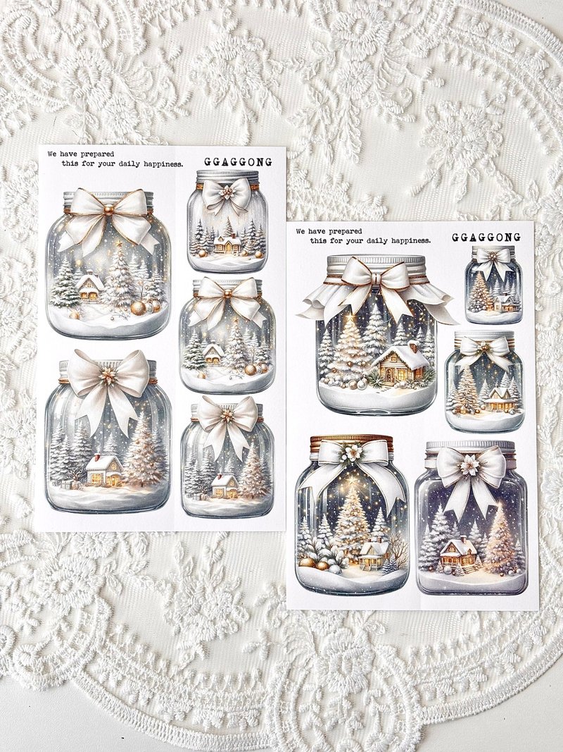 Christmas Glass Jar Sticker - 貼紙 - 紙 