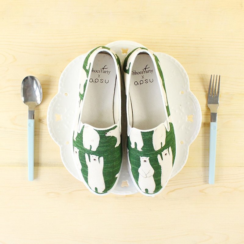 Raccon Gymnasium Show Thick-soled casual shoes / handmade custom / Japanese fabric / M2-15367F - รองเท้าบัลเลต์ - ผ้าฝ้าย/ผ้าลินิน 