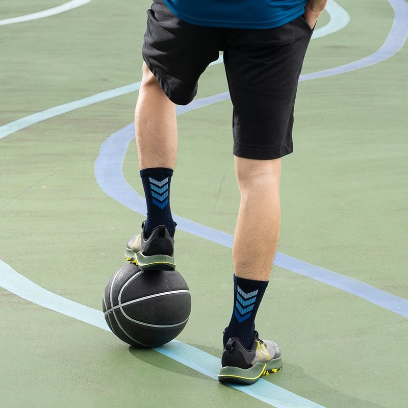 【箭步】氣流運動襪-電掣青-長筒-L-除臭/厚底 - 襪子 - 棉．麻 