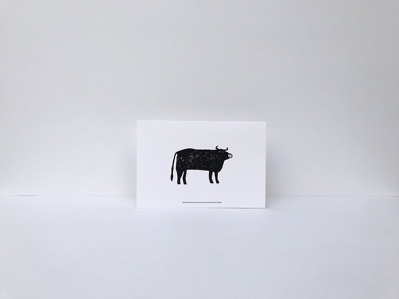 |牛|森の華麗なユニバーサルカード|封筒付き - カード・はがき - 紙 ブラック
