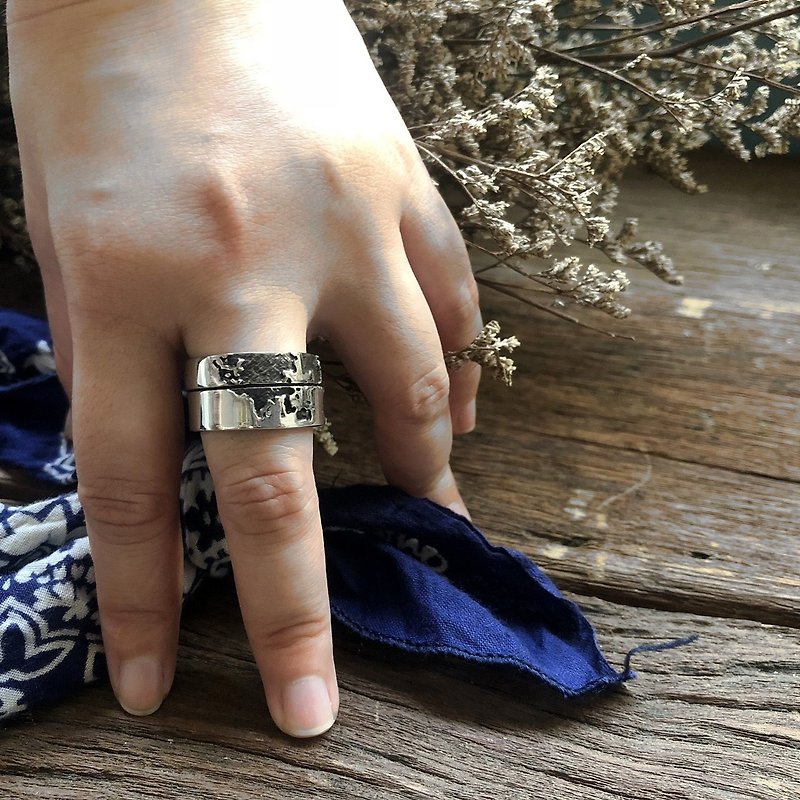 map ring jewelry world globe vintage earth traveler silver biker double two  - General Rings - Other Metals Silver