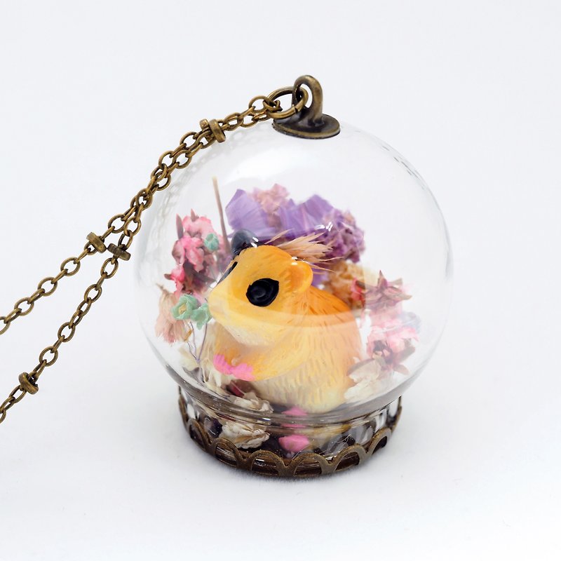 「OMYWAY」Dried Flower Necklace - Glass Globe Necklace - Chokers - Glass 