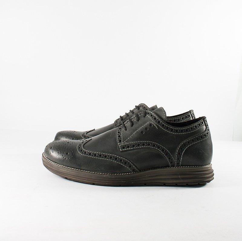 Men's Classic Leather Oxford Shoes - รองเท้าหนังผู้ชาย - หนังแท้ สีเทา