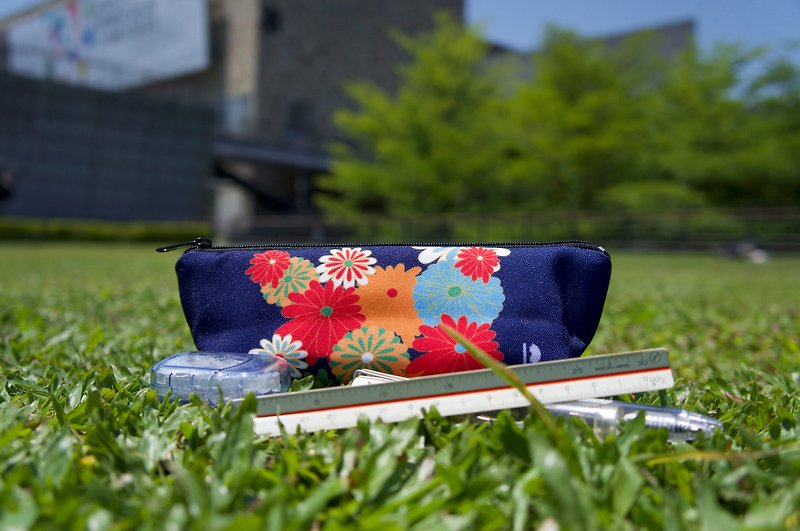 Triangle pencil case-Chrysanthemum - Pencil Cases - Polyester Red