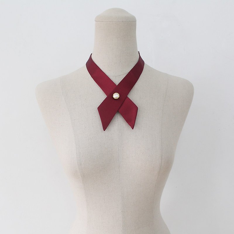 wine crosstie,necktie,bow ties for woman - เนคไท/ที่หนีบเนคไท - วัสดุอื่นๆ สีแดง