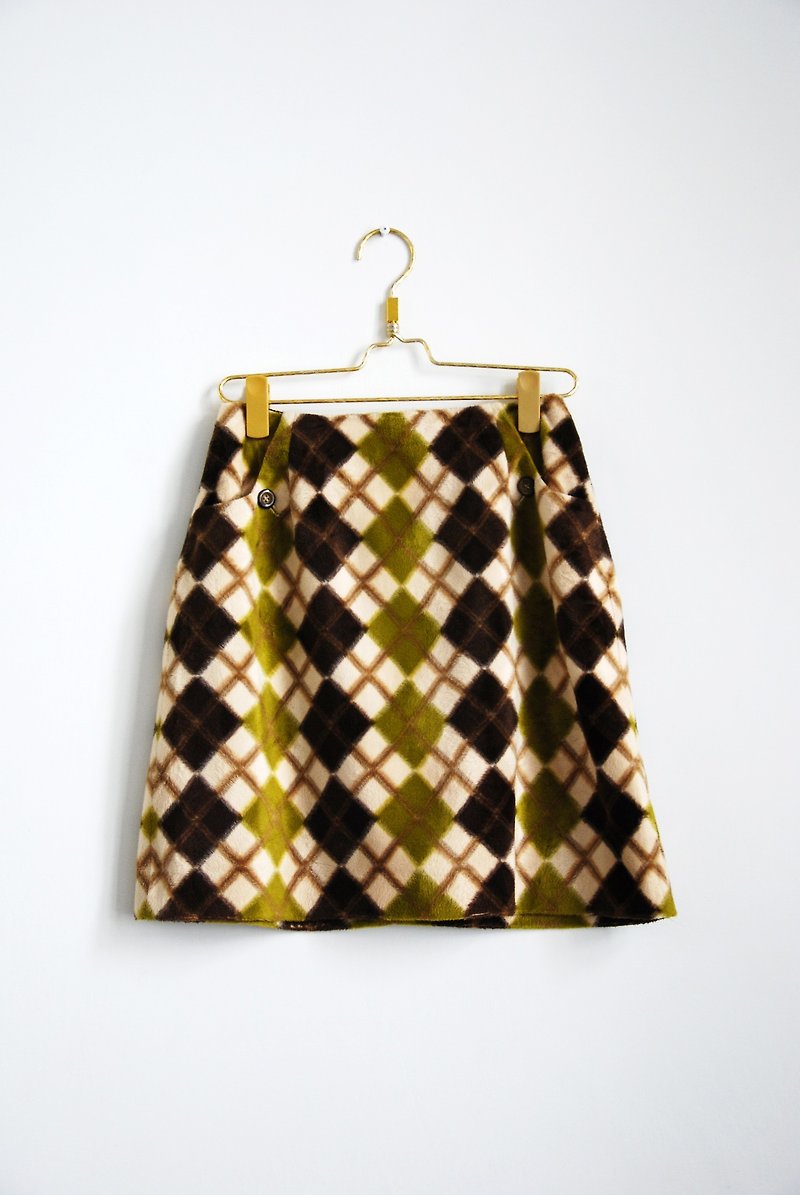 Pumpkin Vintage. Antique Lingge woolen skirt - กระโปรง - วัสดุอื่นๆ 