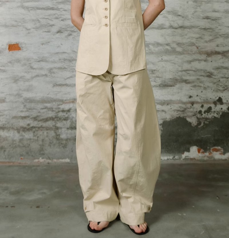 Retro literary cocoon-shaped straight casual trousers - Women's Pants - Other Materials Yellow