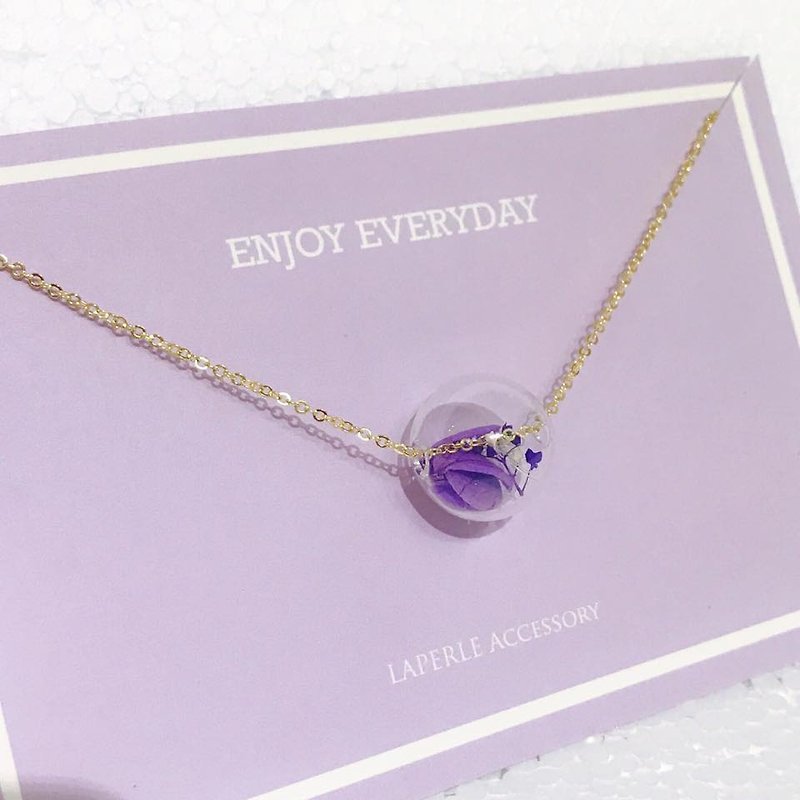 Glass Ball Necklace Birthday Gift Bridesmaid Gift Bestie - Chokers - Paper Purple