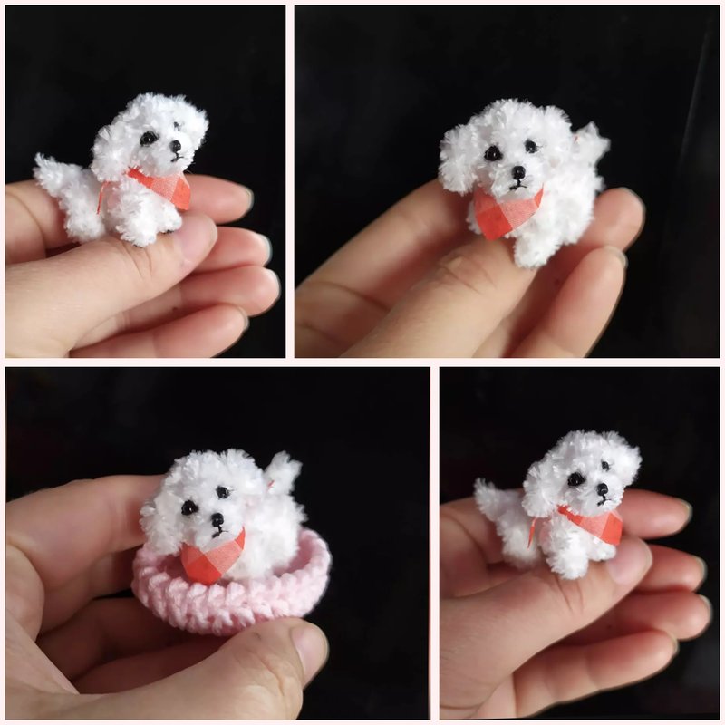 Miniature realistic maltese puppy ooak dog pet replica 1 to 6 scale toy - Knitting, Embroidery, Felted Wool & Sewing - Thread White